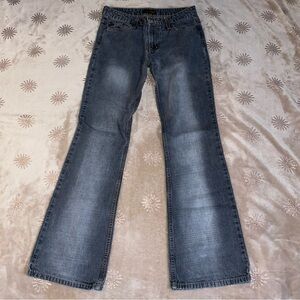 L.e.i low rise bootcut jeans faded Grey/Black color. Size 5.